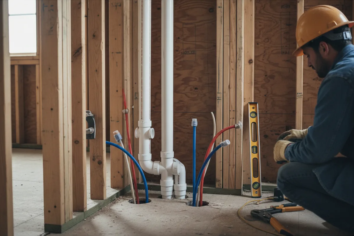 Drain and supply rough-in during Toilet Repair and Installation in Greenwood